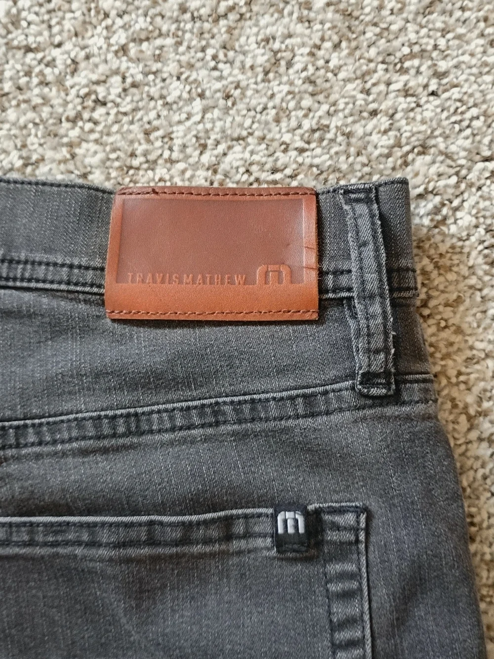 Travis Mathew Men's Charcoal Grey Washed Jeans Straig Leg 32x30